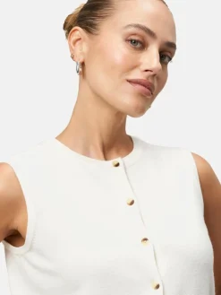 zero Pullover & Strickjacken<Damen Feinstrickweste beige uni