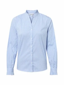 More & More Blusen<Damen Freizeitbluse hellblau weiß gestreift