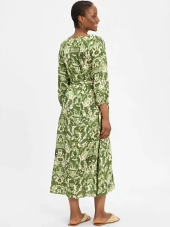 Marie Lund Kleider<Damen Freizeitkleid erbse ecru gemustert