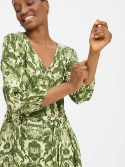 Marie Lund Kleider<Damen Freizeitkleid erbse ecru gemustert