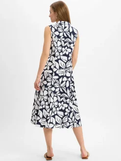 Robe Légère Kleider<Damen Freizeitkleid marine weiß gemustert