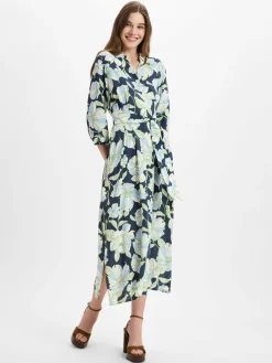 More & More Kleider<Damen Freizeitkleid marine grün gemustert