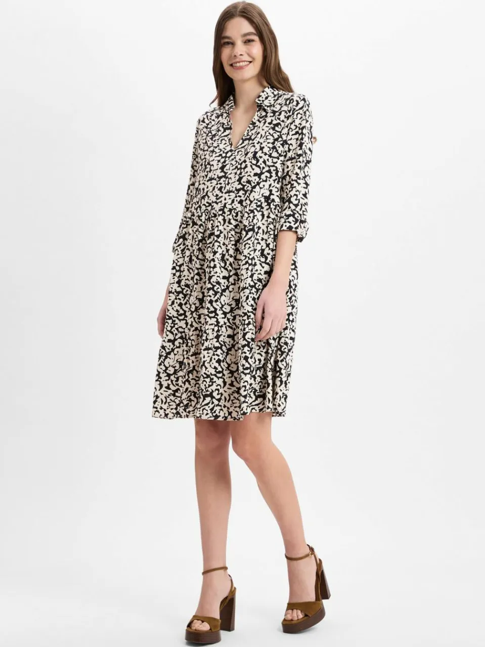Opus Kleider<Damen Freizeitkleid - Walari schwarz beige gemustert