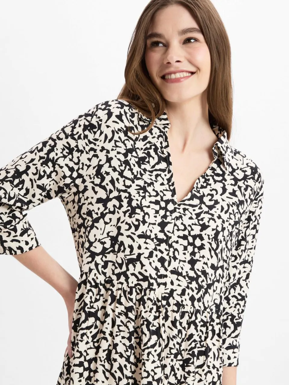 Opus Kleider<Damen Freizeitkleid - Walari schwarz beige gemustert