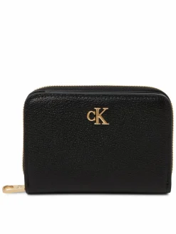 Calvin Klein Taschen & Rucksäcke<Damen Geldbörse aus Leder schwarz uni