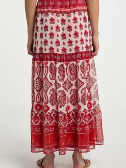 Usha Röcke<Damen Gestufter Rock rot gemustert