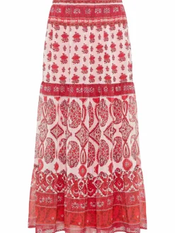 Usha Röcke<Damen Gestufter Rock rot gemustert