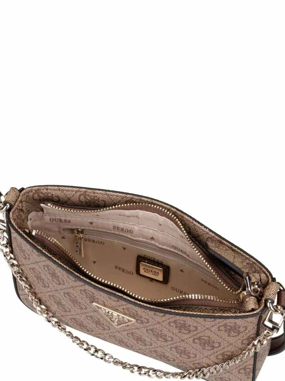 GUESS Taschen & Rucksäcke<Damen Handtasche - Noelle II Mini Top Zip SHB 72720 Logo braun uni