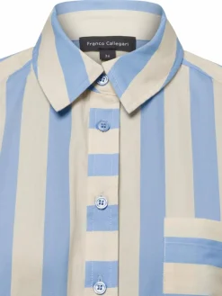 Franco Callegari Collection Blusen<Damen Hemdbluse hellblau beige gestreift