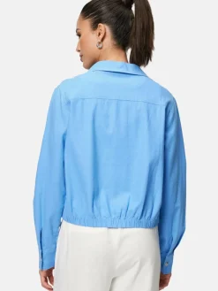 zero Blusen<Damen Hemdbluse blau aqua uni