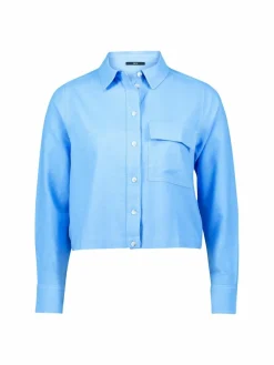 zero Blusen<Damen Hemdbluse blau aqua uni