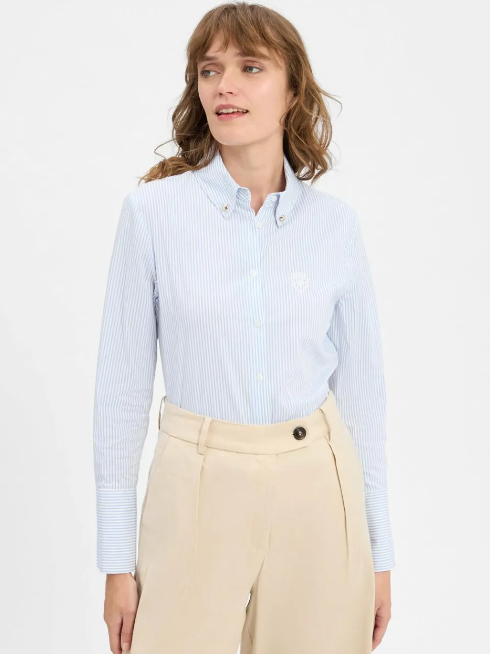 JOOP! Blusen<Damen Hemdbluse hellblau weiß gestreift