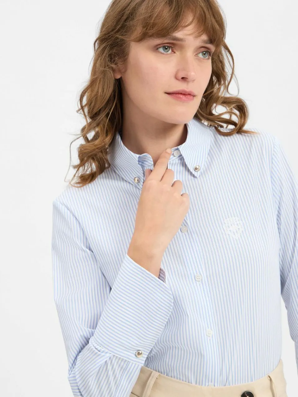 JOOP! Blusen<Damen Hemdbluse hellblau weiß gestreift