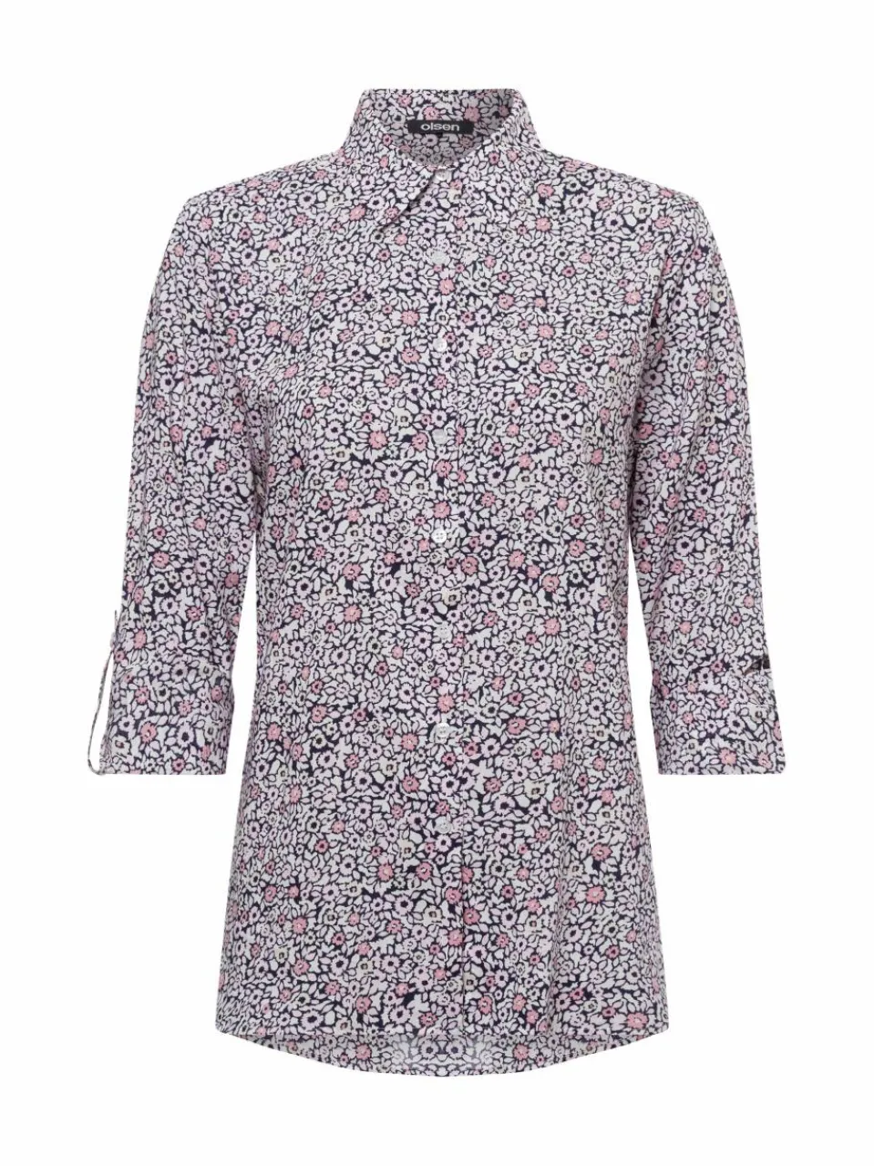 Olsen Blusen<Damen Hemdbluse pink mehrfarbig gemustert