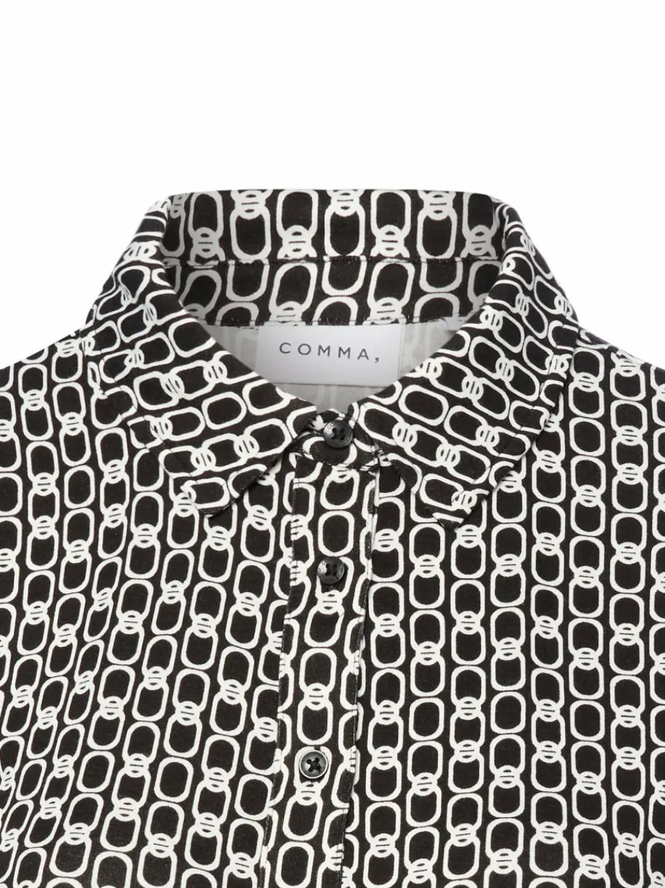 comma Blusen<Damen Hemdbluse schwarz weiß gemustert