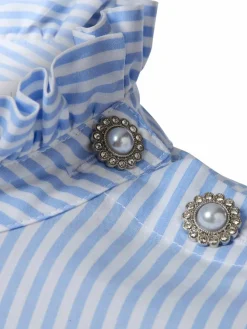 Rich & Royal Blusen<Damen Hemdbluse hellblau weiß gestreift