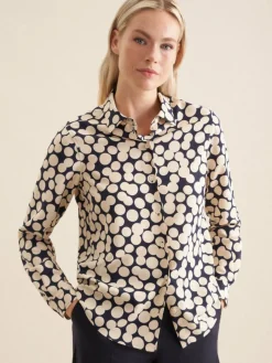 Seidensticker Blusen<Damen Hemdbluse - Druck blau bedruckt