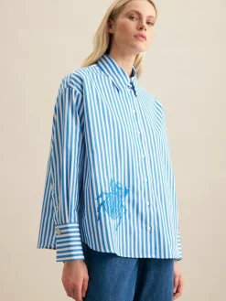 Seidensticker Blusen<Damen Hemdbluse - Streifen blau gestreift