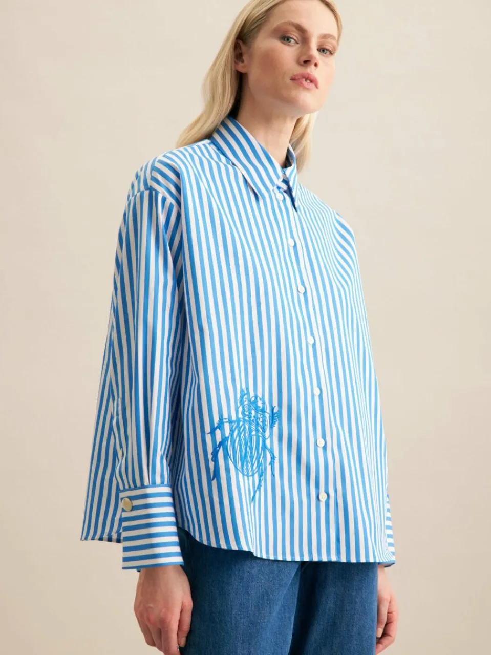 Seidensticker Blusen<Damen Hemdbluse - Streifen blau gestreift