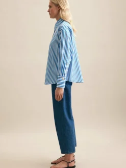 Seidensticker Blusen<Damen Hemdbluse - Streifen blau gestreift