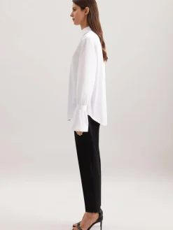 Seidensticker Blusen<Damen Hemdbluse - Uni weiß uni