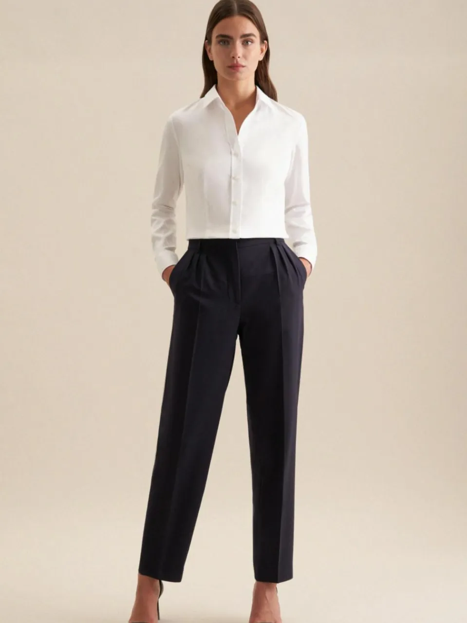 Seidensticker Blusen<Damen Hemdbluse - Uni weiß uni