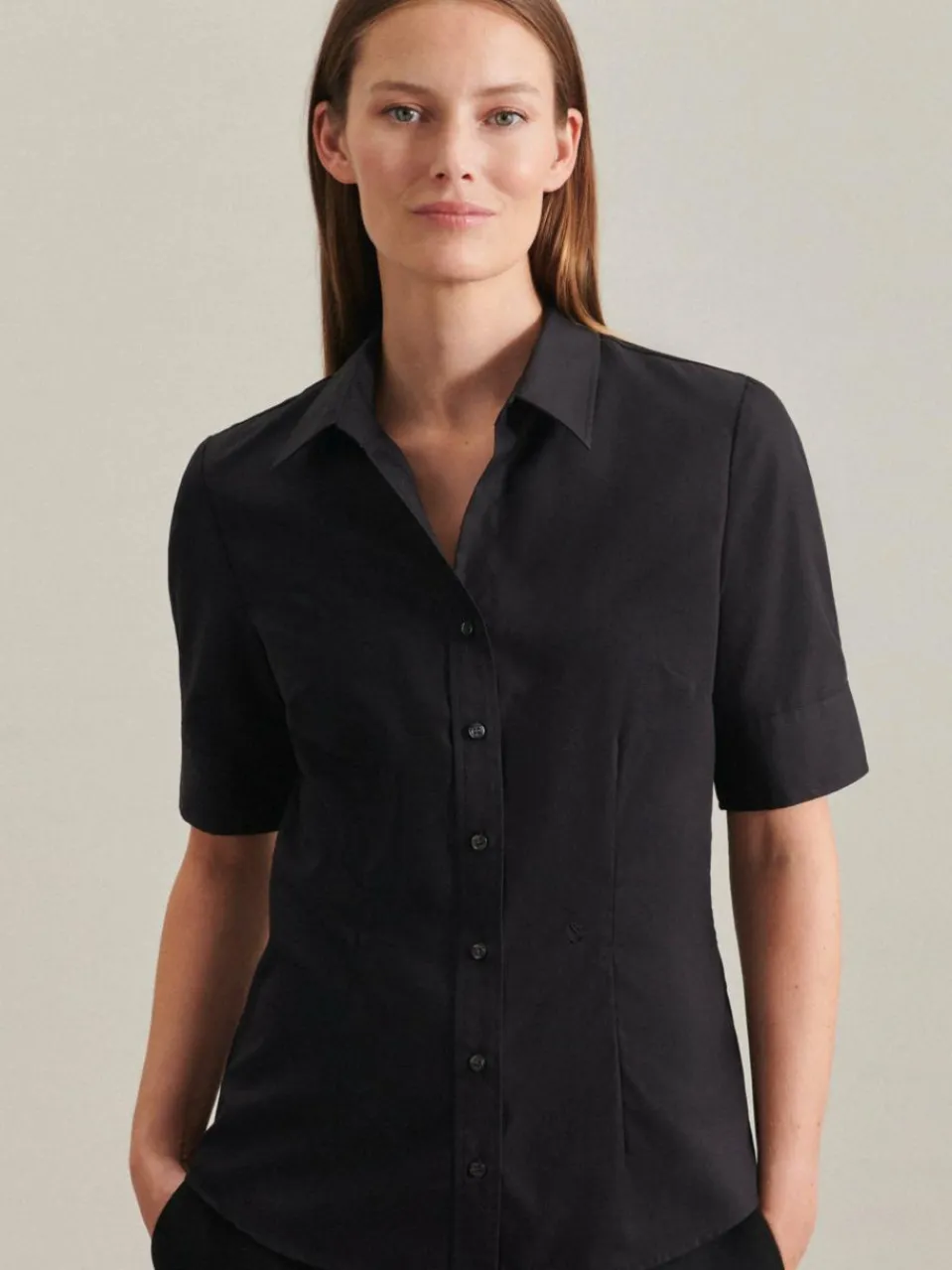 Seidensticker Blusen<Damen Hemdbluse - Uni schwarz uni