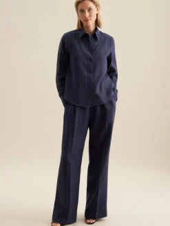 Seidensticker Blusen<Damen Hemdbluse - Uni blau uni