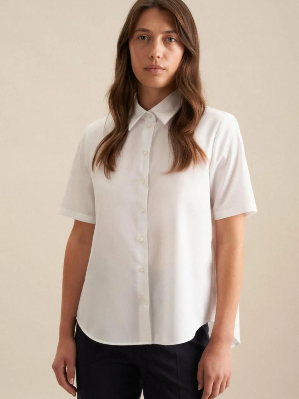 Seidensticker Blusen<Damen Hemdbluse - Uni weiß uni