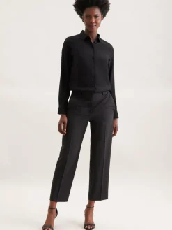 Seidensticker Blusen<Damen Hemdbluse - Uni schwarz uni