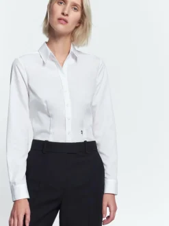 Seidensticker Blusen<Damen Hemdbluse - Uni weiß uni