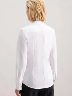 Seidensticker Blusen<Damen Hemdbluse - Uni weiß uni