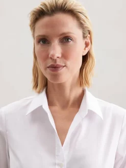 Seidensticker Blusen<Damen Hemdbluse - Uni weiß uni