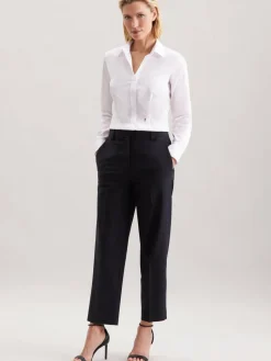 Seidensticker Blusen<Damen Hemdbluse - Uni weiß uni