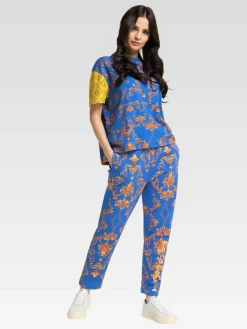 Carlo Colucci Shirts & Tops<Damen, Herren T-Shirt - Ciresa blau gemustert