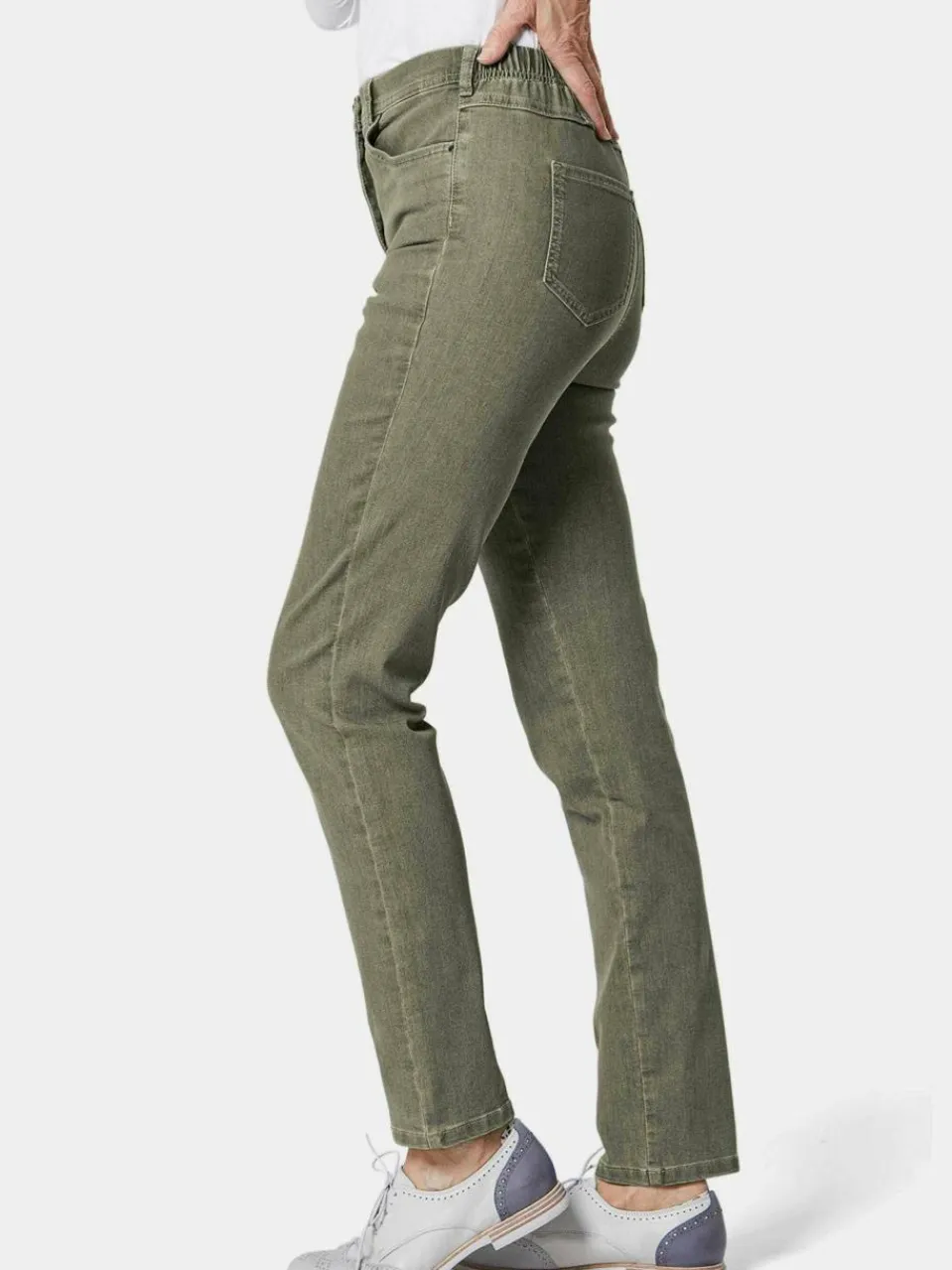 Goldner Jeans<Damen High-Stretch-Jeanshose - Damen Jeans Slim Fit LOUISA mit Stretch-Anteil grün uni