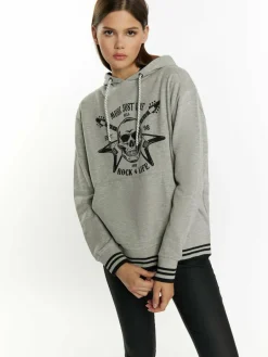 MyMo Sweatshirts & Sweatjacken<Damen Hoodie grau meliert