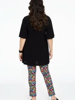 YOEK Hosen<Damen Hose schwarz bedruckt