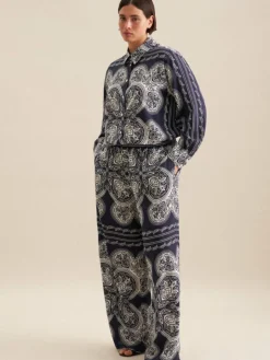 Seidensticker Hosen<Damen Hose - Tuchprint blau bedruckt