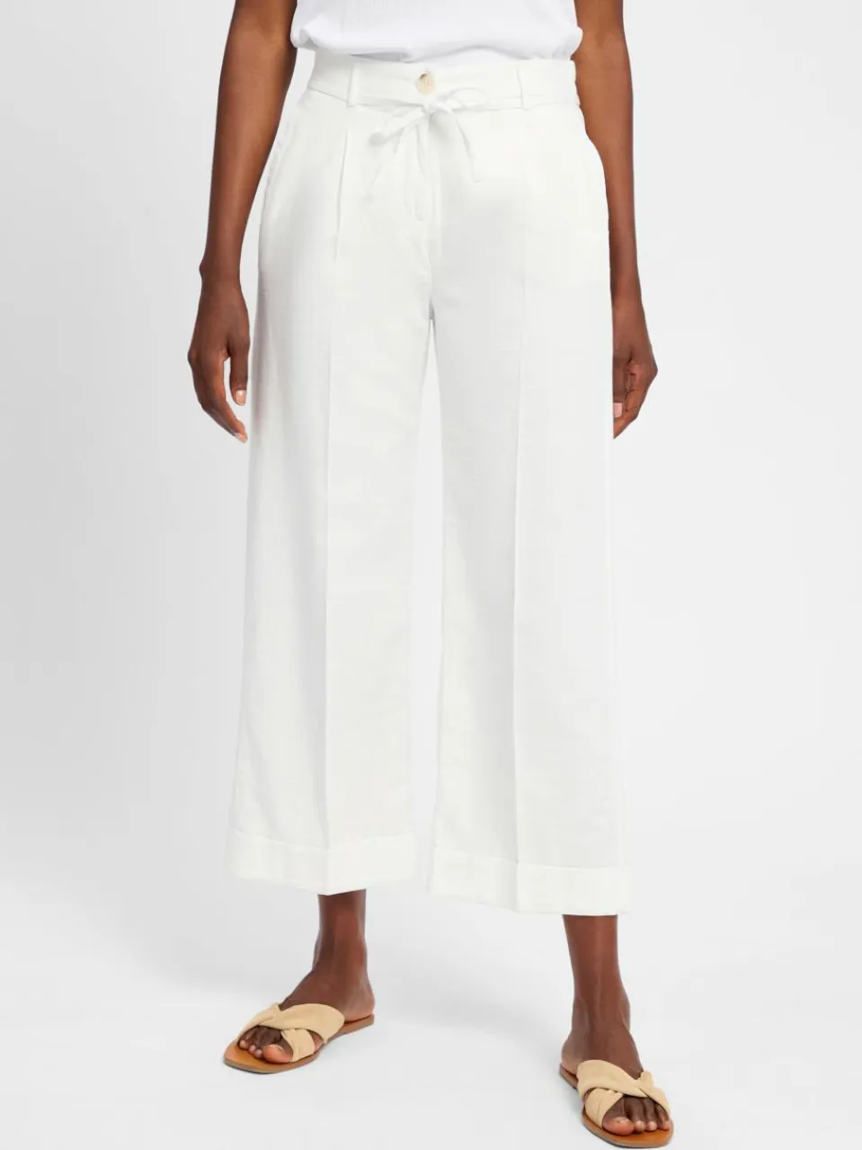 Opus Hosen<Damen Hose mit Leinen-Anteil - Meeri french weiß uni