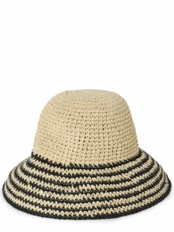 Marie Lund Mützen & Hüte<Damen Hut sand schwarz gestreift