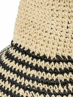 Marie Lund Mützen & Hüte<Damen Hut sand schwarz gestreift