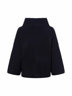 comma Pullover & Strickjacken|Schals & Tücher<Damen Indoor-Poncho blau uni