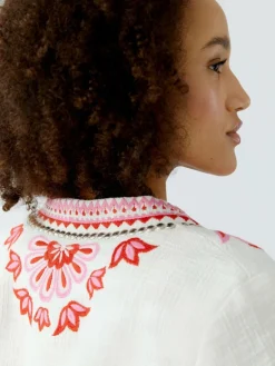 Oui Blazer<Damen Jacke weiß rot gemustert