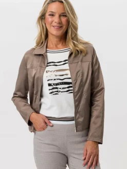 Frank Walder Blazer<Damen Jacke taupe braun uni