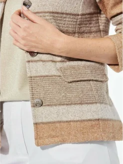 Goldner Pullover & Strickjacken<Damen Jacke - Jacke in Bouclé-Optik beige gemustert
