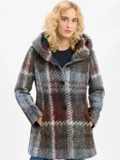 Amber & June Jacken & Westen<Damen Jacke mit Woll-Anteil blau mehrfarbig kariert