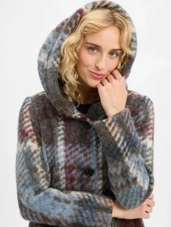 Amber & June Jacken & Westen<Damen Jacke mit Woll-Anteil blau mehrfarbig kariert