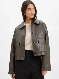 Neo Noir Jacken & Westen<Damen Jacke Romana Faux schoko uni