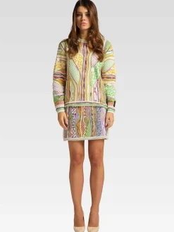 Carlo Colucci Pullover & Strickjacken<Damen Jacquardpullover - Cuscuna weiß gestreift